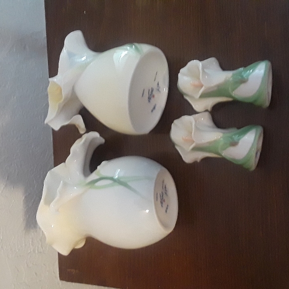 Franz Porcelain Serenity Calla Lily Collection Sugar Jar, Creamer, Salt Pepper🌺 - Picture 4 of 4